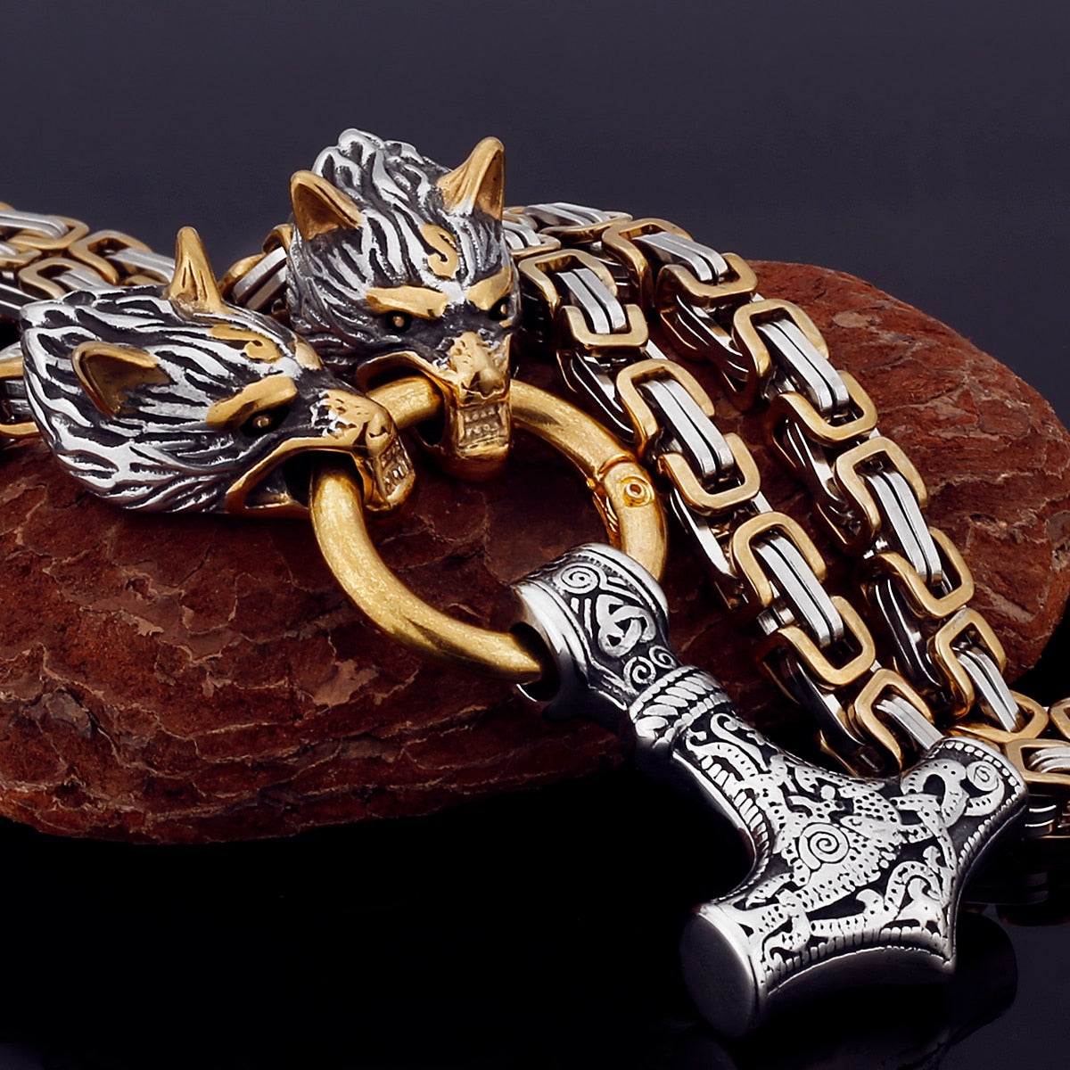 COLLAR LOBO VIKINGO - ACERO INOXIDABLE