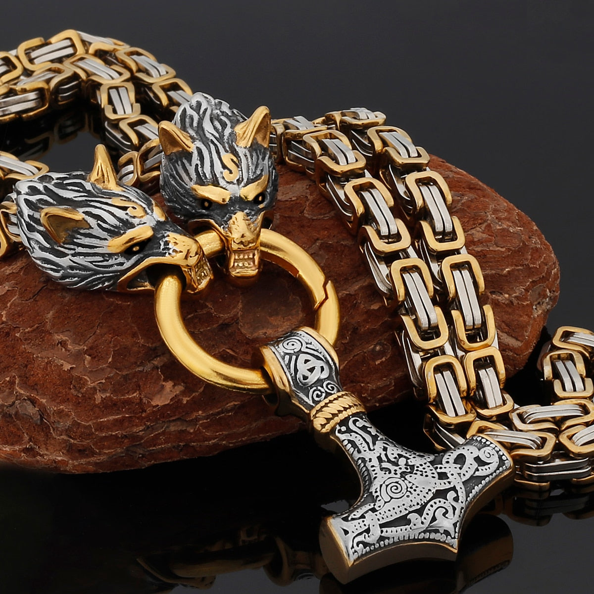 COLLAR LOBO VIKINGO - ACERO INOXIDABLE