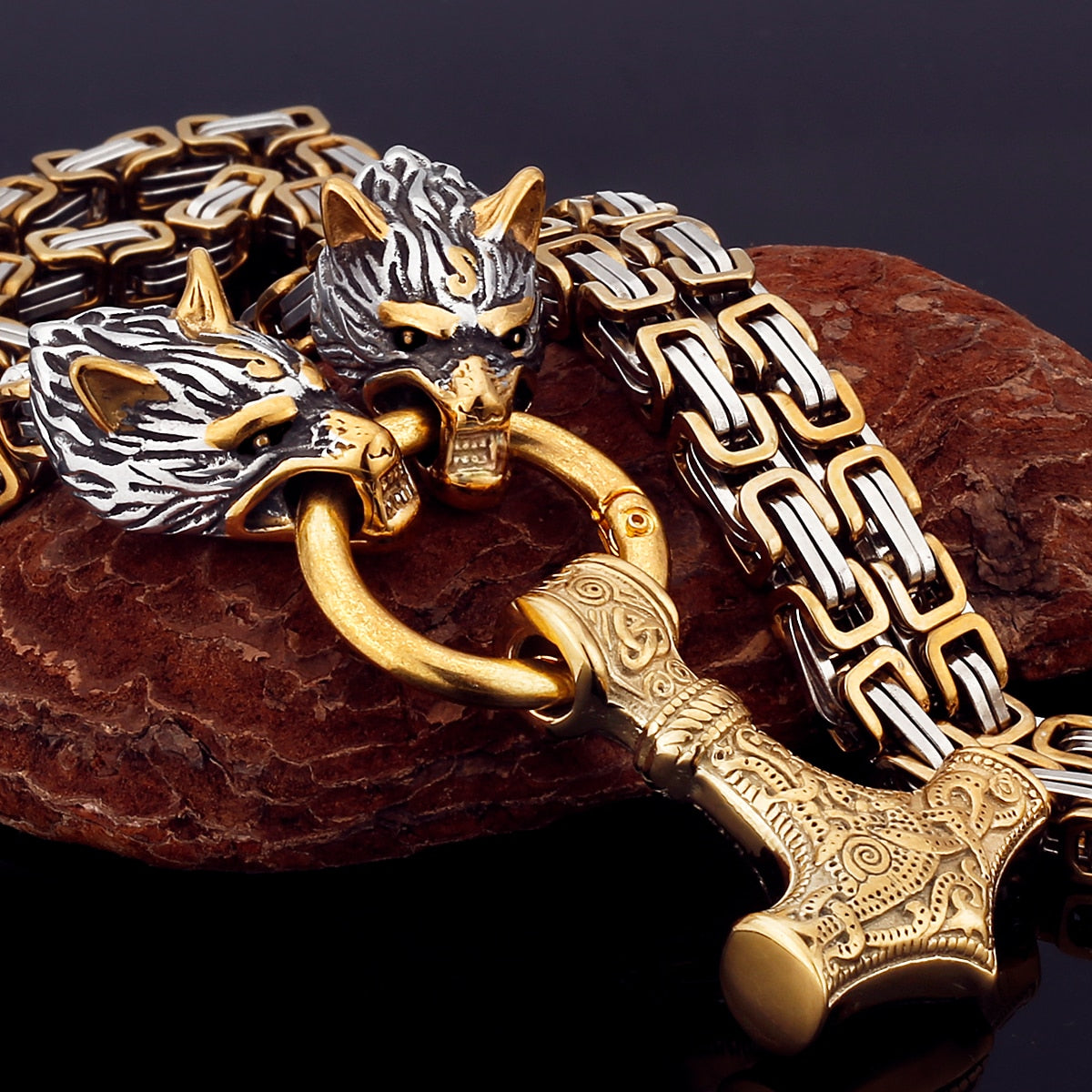 COLLAR LOBO VIKINGO - ACERO INOXIDABLE