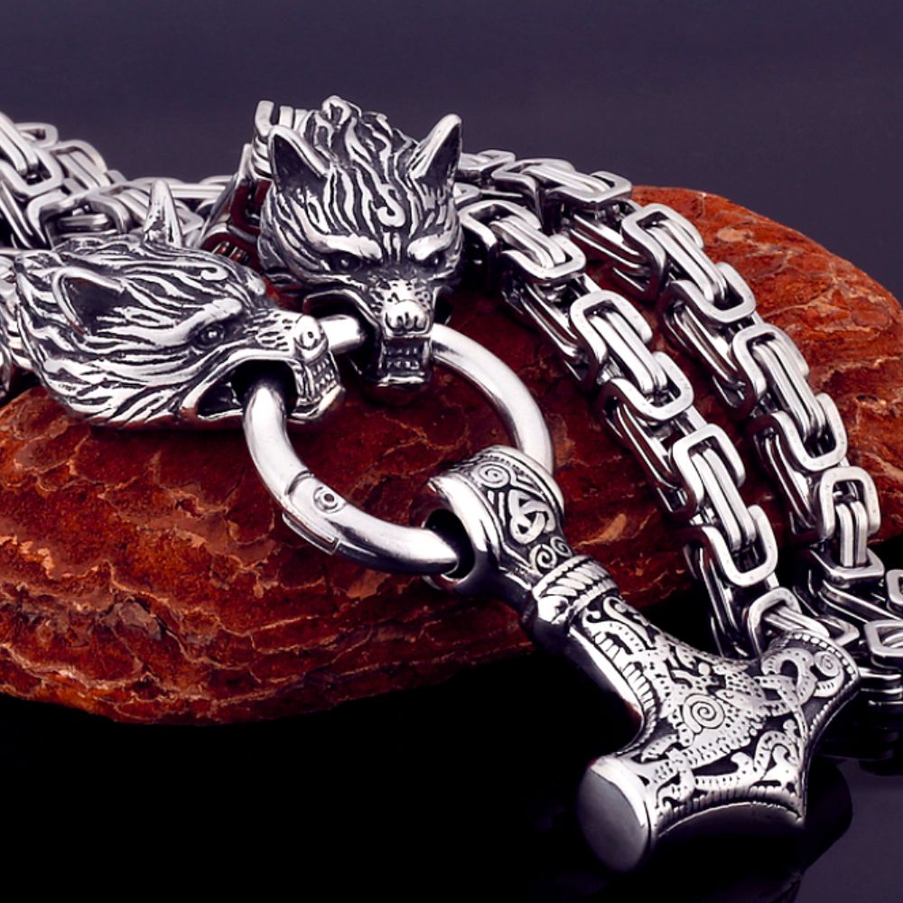 COLLAR LOBO VIKINGO - ACERO INOXIDABLE